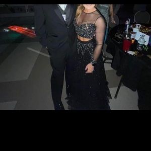 Bebe 2 piece formal gown black with embellishments